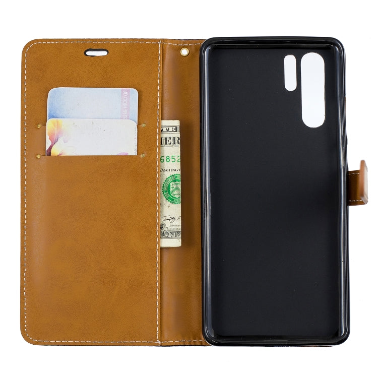 Color Matching Denim Texture Leather Case for Huawei P30 Pro, with Holder & Card Slots & Wallet & Lanyard