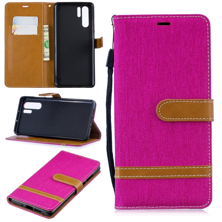 Color Matching Denim Texture Leather Case for Huawei P30 Pro, with Holder & Card Slots & Wallet & Lanyard