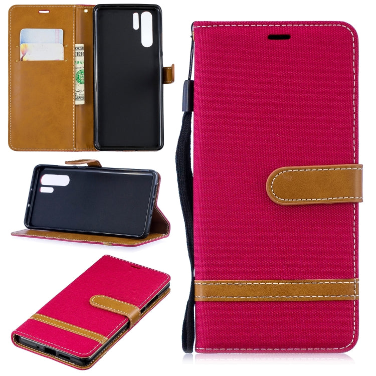 Color Matching Denim Texture Leather Case for Huawei P30 Pro, with Holder & Card Slots & Wallet & Lanyard