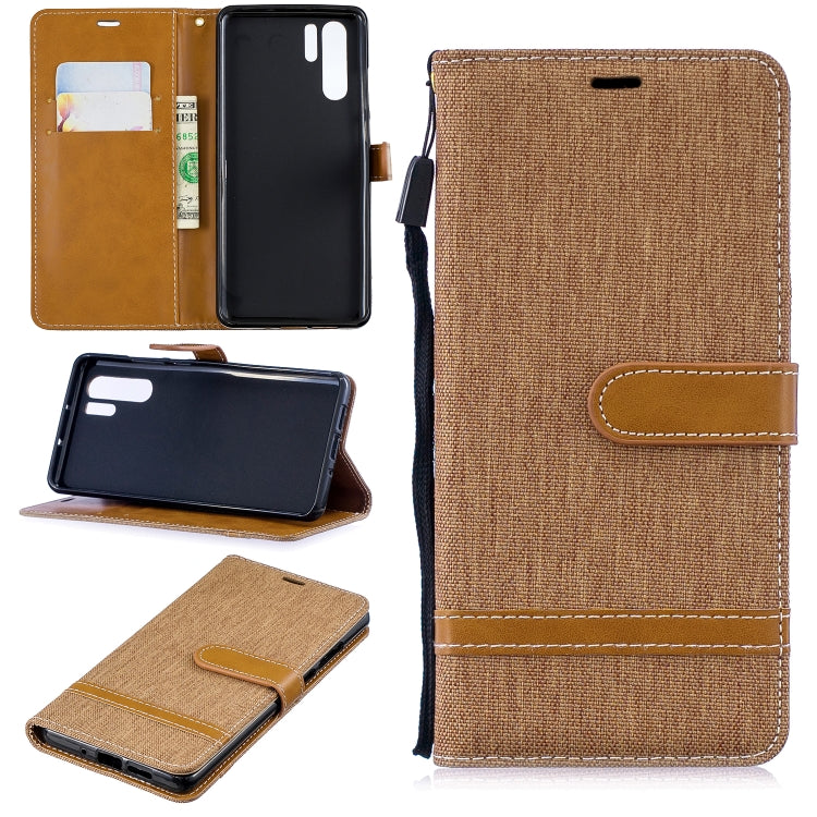 Color Matching Denim Texture Leather Case for Huawei P30 Pro, with Holder & Card Slots & Wallet & Lanyard