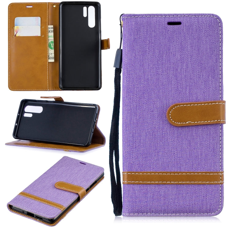 Color Matching Denim Texture Leather Case for Huawei P30 Pro, with Holder & Card Slots & Wallet & Lanyard