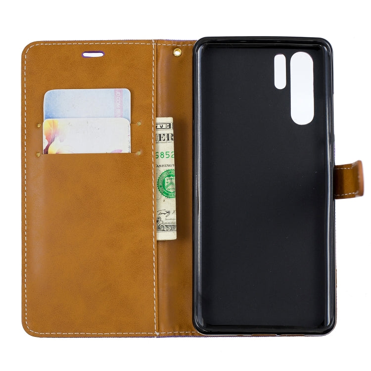 Color Matching Denim Texture Leather Case for Huawei P30 Pro, with Holder & Card Slots & Wallet & Lanyard
