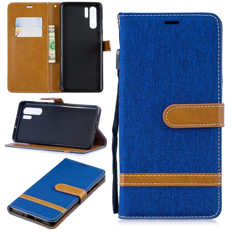 Color Matching Denim Texture Leather Case for Huawei P30 Pro, with Holder & Card Slots & Wallet & Lanyard