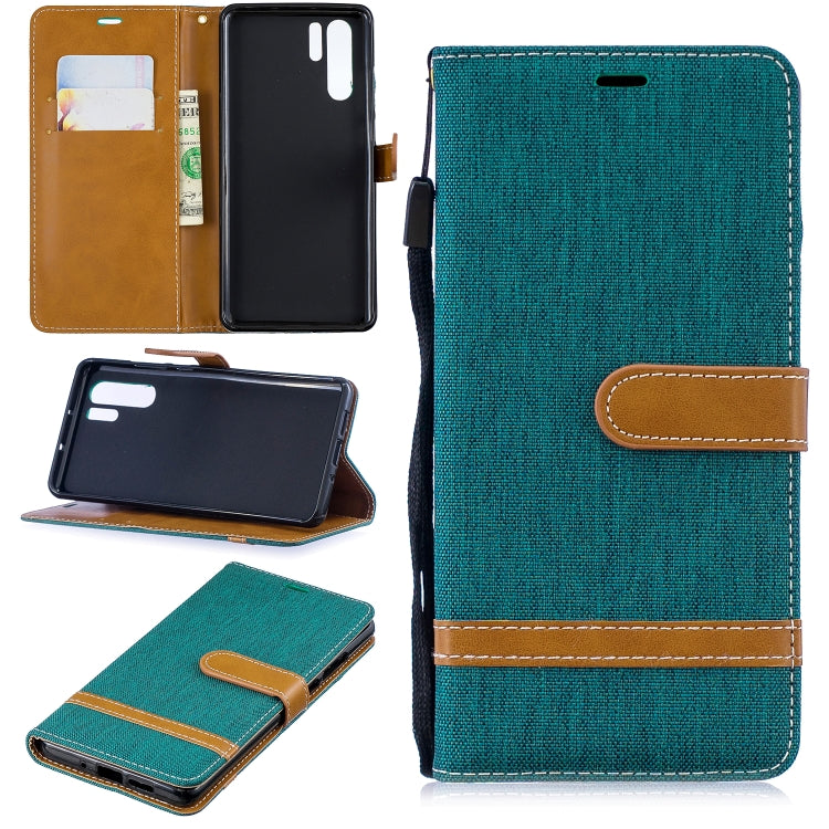 Color Matching Denim Texture Leather Case for Huawei P30 Pro, with Holder & Card Slots & Wallet & Lanyard