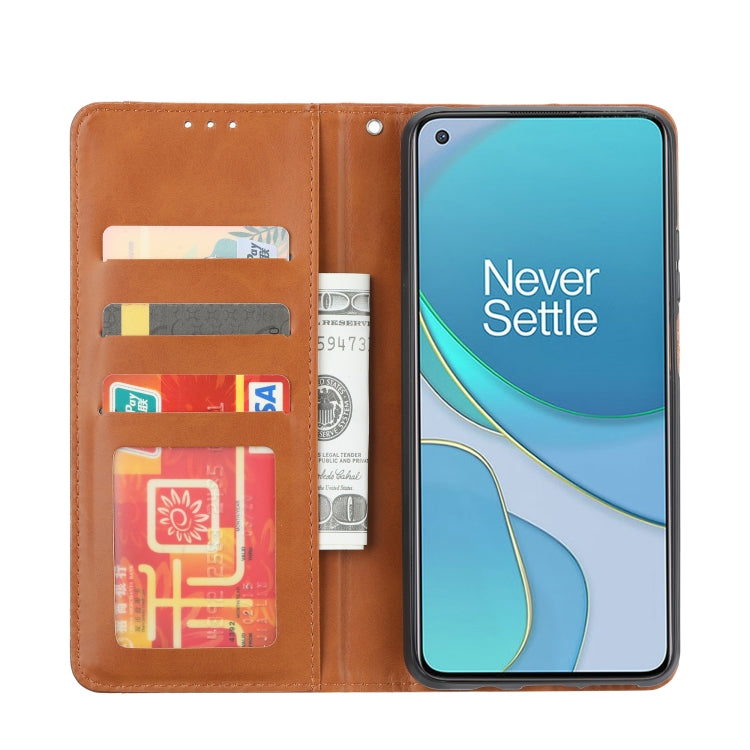 For OnePlus 8T Knead Skin Texture Horizontal Flip Leather Case with Photo Frame & Holder & Card Slots & Wallet