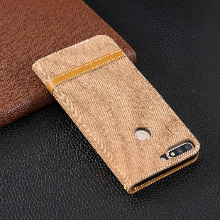 Color Matching Denim Texture Leather Case for Huawei Honor 7C / Enjoy 8, with Holder & Card Slots & Wallet & Lanyard
