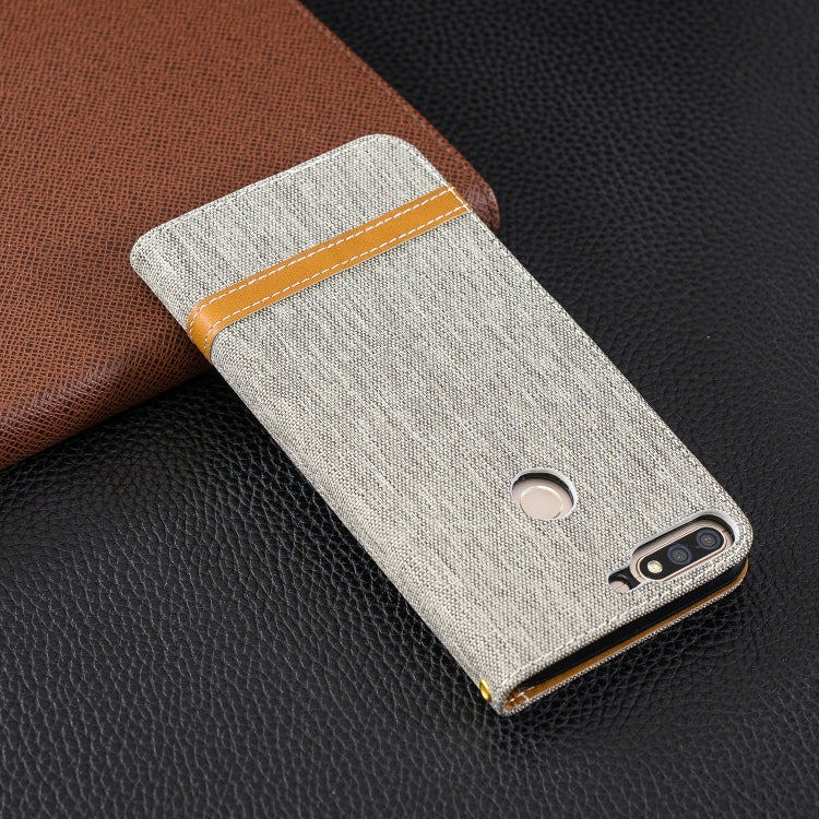 Color Matching Denim Texture Leather Case for Huawei Honor 7C / Enjoy 8, with Holder & Card Slots & Wallet & Lanyard