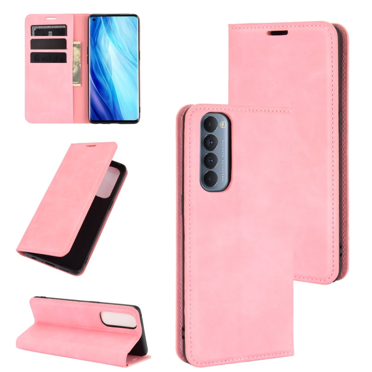 For OPPO Reno4 Pro 4G Retro-skin Business Magnetic Suction Leather Case with Holder & Card Slots & Wallet