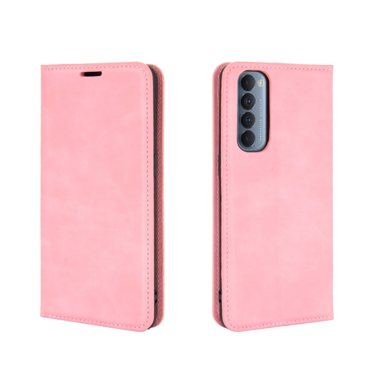 For OPPO Reno4 Pro 4G Retro-skin Business Magnetic Suction Leather Case with Holder & Card Slots & Wallet