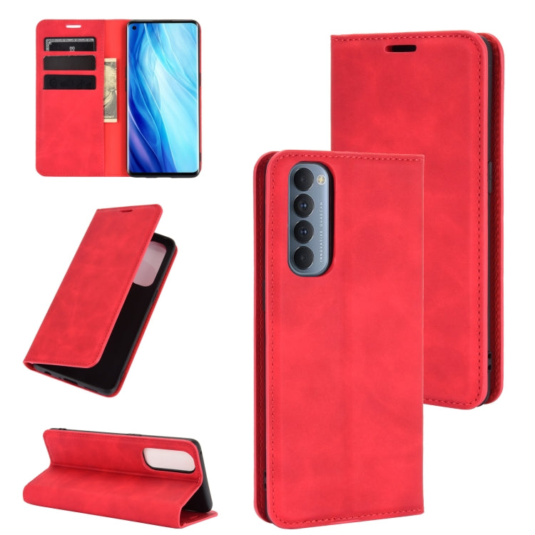 For OPPO Reno4 Pro 4G Retro-skin Business Magnetic Suction Leather Case with Holder & Card Slots & Wallet