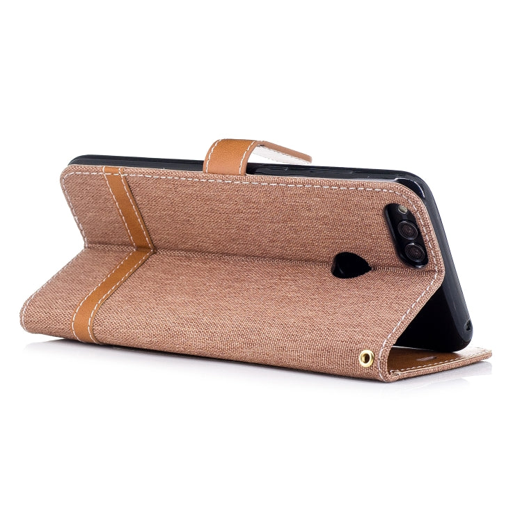 Color Matching Denim Texture Leather Case for Huawei Honor 7X, with Holder & Card Slots & Wallet & Lanyard