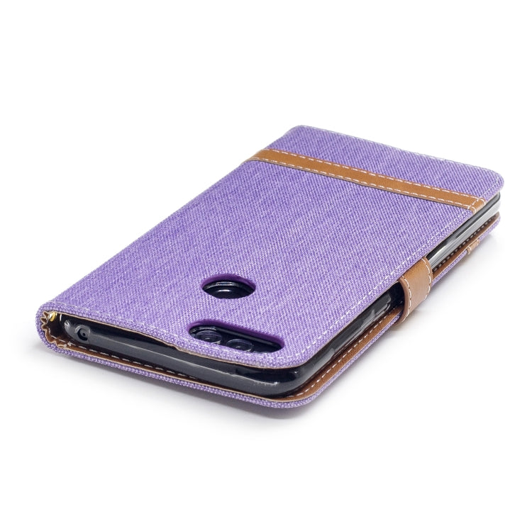 Color Matching Denim Texture Leather Case for Huawei Honor 7X, with Holder & Card Slots & Wallet & Lanyard
