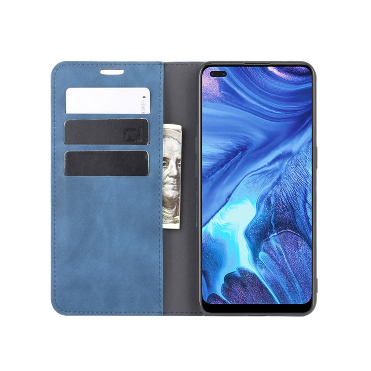 For OPPO Reno4 4G Retro-skin Business Magnetic Suction Leather Case with Holder & Card Slots & Wallet