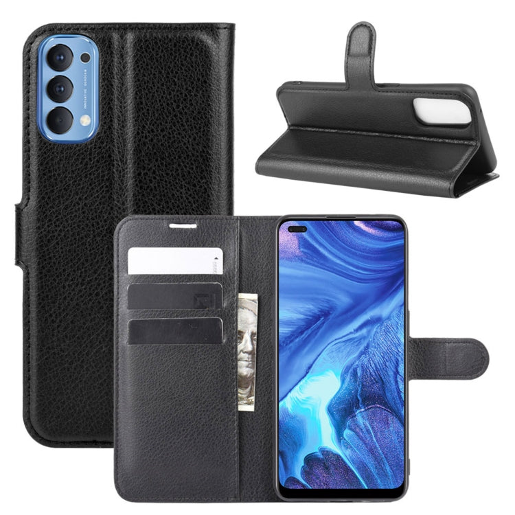 For OPPO Reno4 4G Litchi Texture Horizontal Flip Protective Case with Holder & Card Slots & Wallet