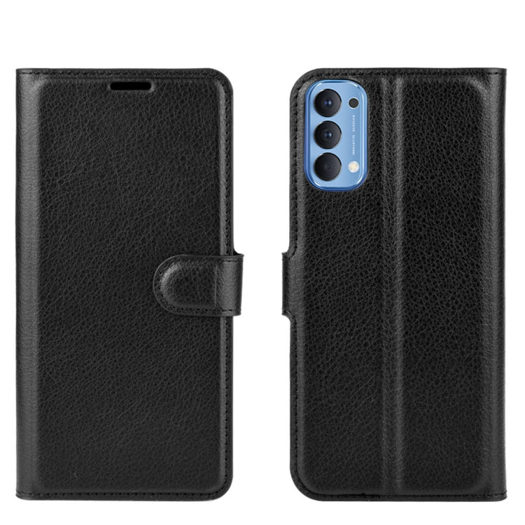 For OPPO Reno4 4G Litchi Texture Horizontal Flip Protective Case with Holder & Card Slots & Wallet