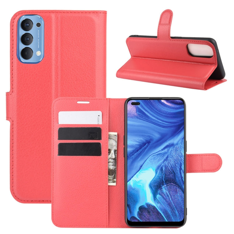 For OPPO Reno4 4G Litchi Texture Horizontal Flip Protective Case with Holder & Card Slots & Wallet
