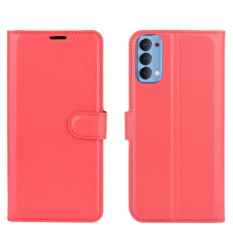 For OPPO Reno4 4G Litchi Texture Horizontal Flip Protective Case with Holder & Card Slots & Wallet