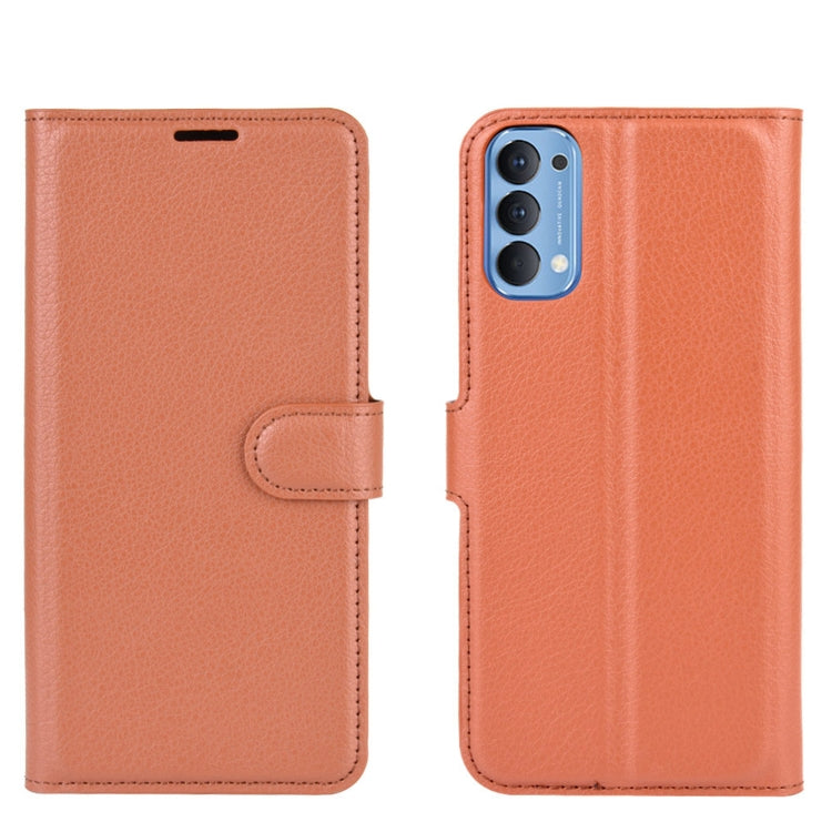 For OPPO Reno4 4G Litchi Texture Horizontal Flip Protective Case with Holder & Card Slots & Wallet