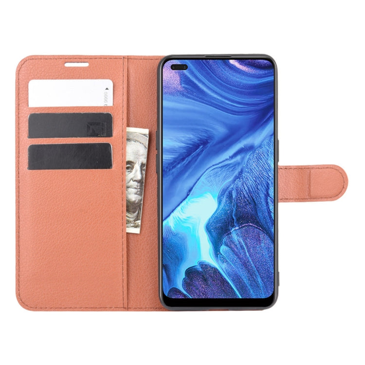 For OPPO Reno4 4G Litchi Texture Horizontal Flip Protective Case with Holder & Card Slots & Wallet