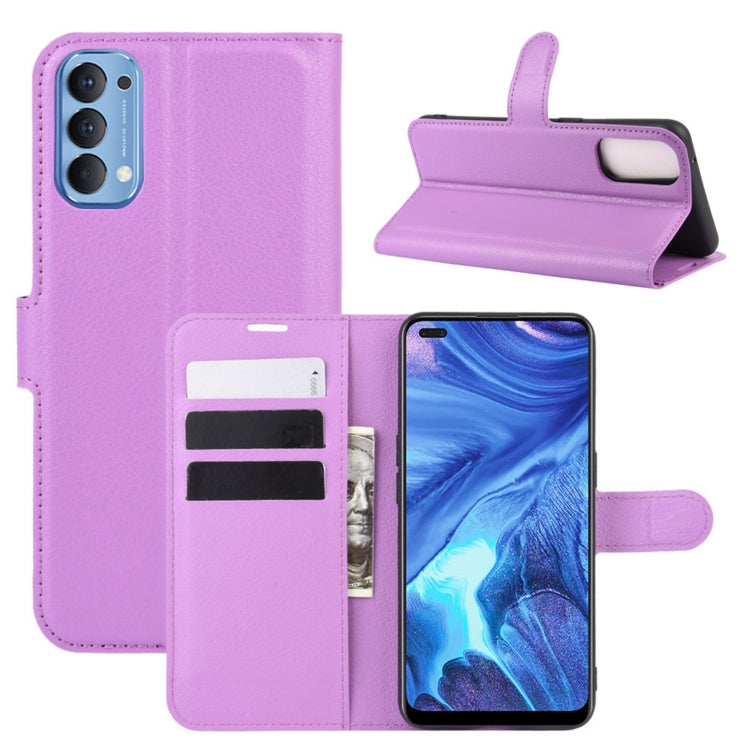 For OPPO Reno4 4G Litchi Texture Horizontal Flip Protective Case with Holder & Card Slots & Wallet