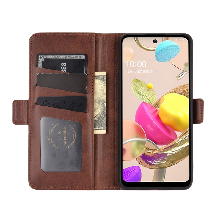 For LG K42 Dual-side Magnetic Buckle Horizontal Flip Leather Case with Holder & Card Slots & Wallet