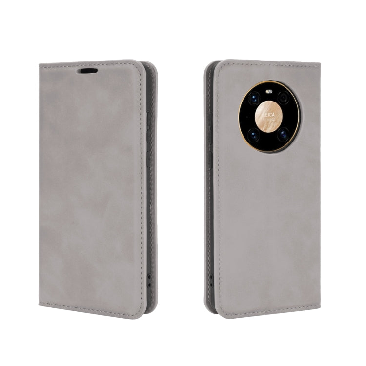 For Huawei Mate 40 Pro Retro-skin Business Magnetic Suction Leather Case with Holder & Card Slots & Wallet