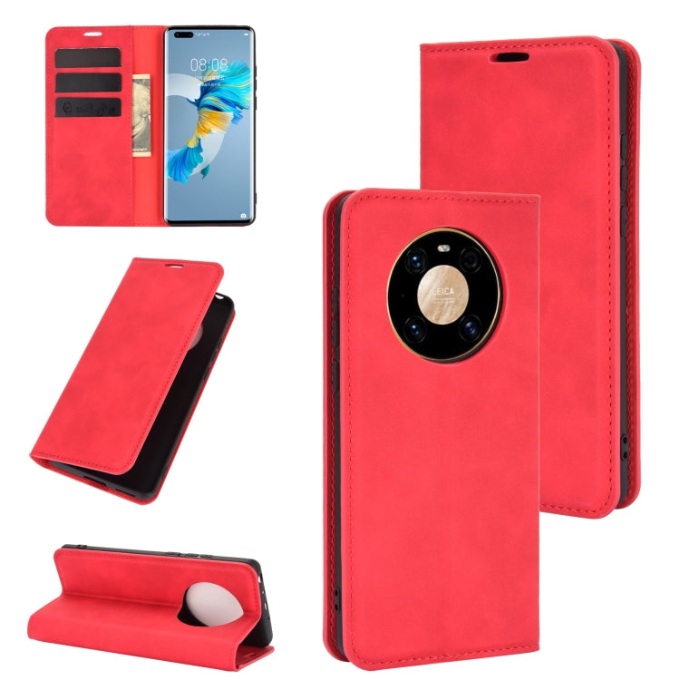 For Huawei Mate 40 Pro Retro-skin Business Magnetic Suction Leather Case with Holder & Card Slots & Wallet