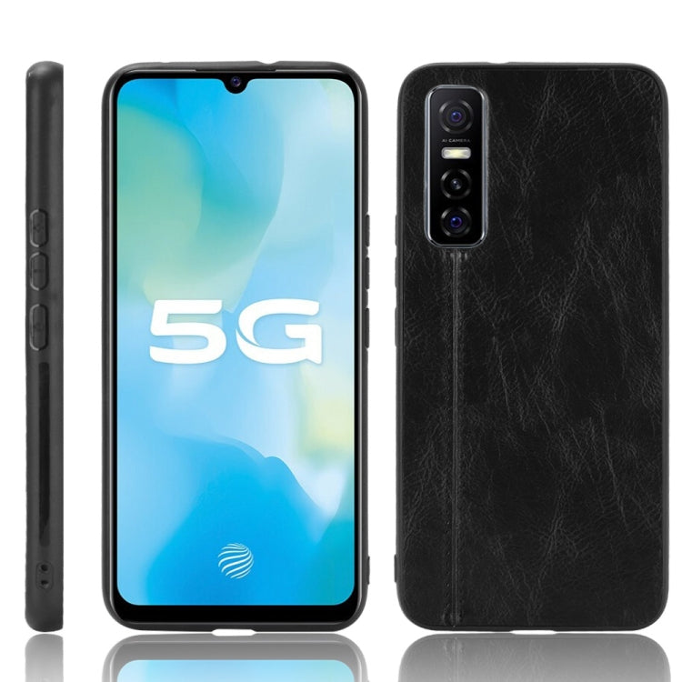 For vivo Y73s/S7e Shockproof Sewing Cow Pattern Skin PC + PU + TPU Case