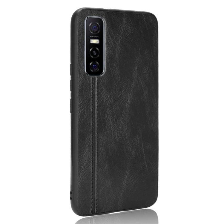 For vivo Y73s/S7e Shockproof Sewing Cow Pattern Skin PC + PU + TPU Case