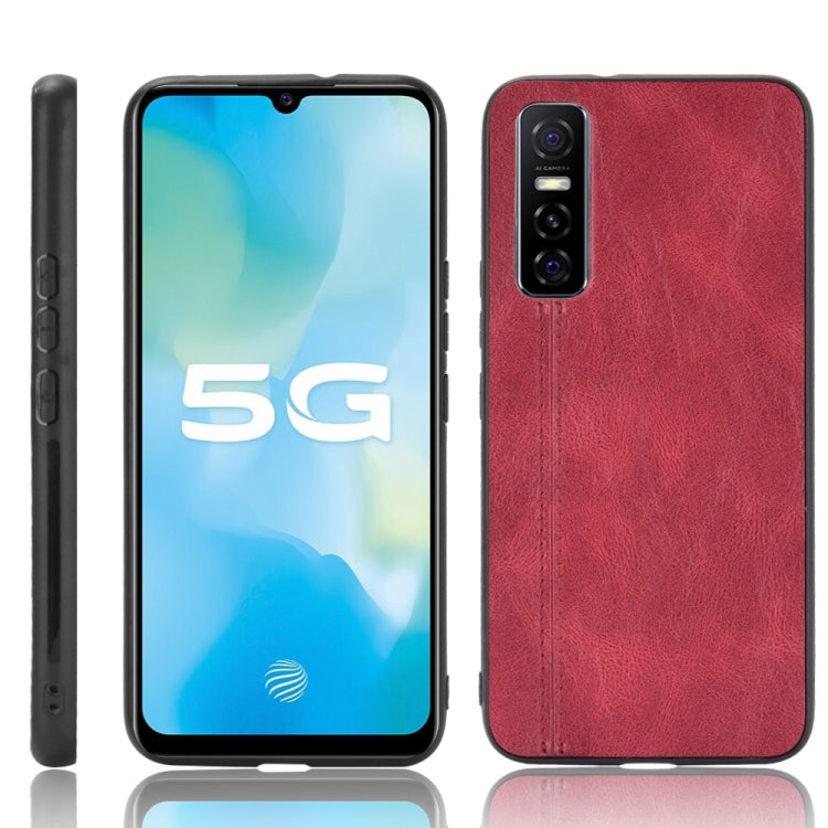 For vivo Y73s/S7e Shockproof Sewing Cow Pattern Skin PC + PU + TPU Case