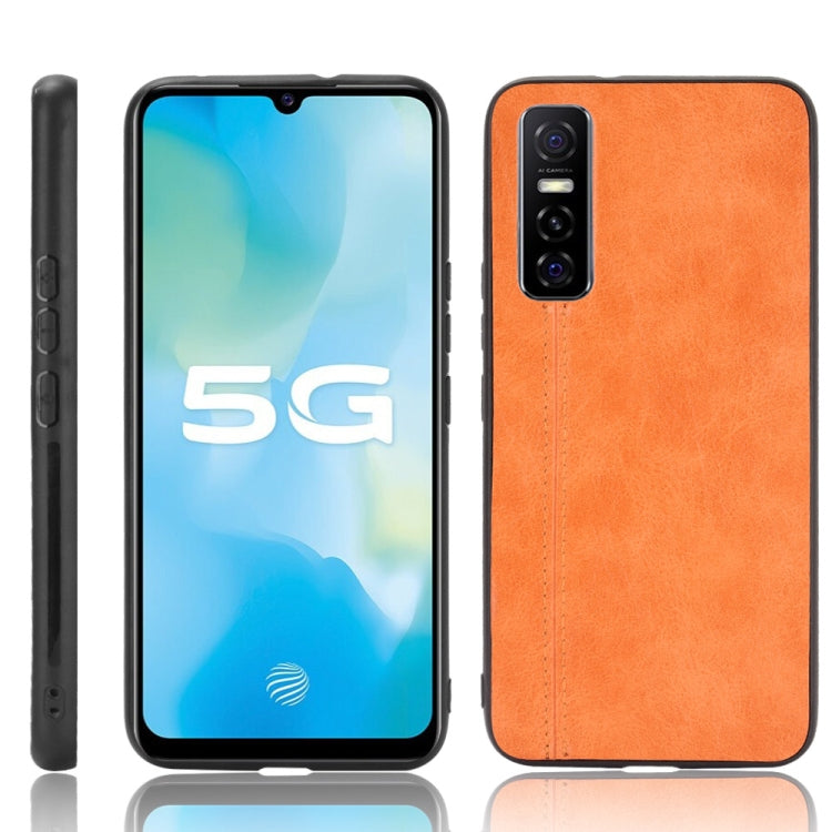 For vivo Y73s/S7e Shockproof Sewing Cow Pattern Skin PC + PU + TPU Case