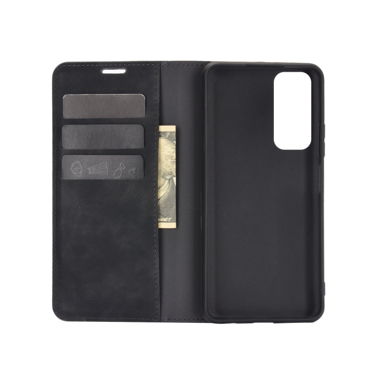 For Huawei P smart 2021 Retro-skin Business Magnetic Suction Leather Case with Holder & Card Slots & Wallet