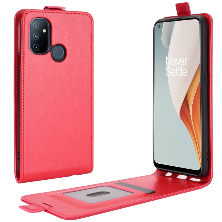 For OnePlus Nord N100 R64 Texture Single Vertical Flip Leather Protective Case with Card Slots & Photo Frame