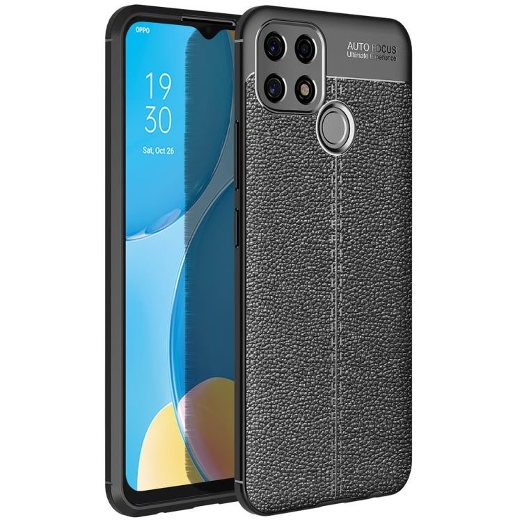 For OPPO A15 Litchi Texture TPU Shockproof Case