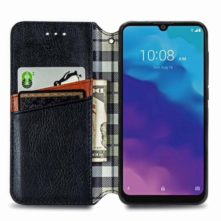 For ZTE Blade A7 2020 Cubic Grid Pressed Horizontal Flip Magnetic PU Leather Case with Holder & Card Slots & Wallet