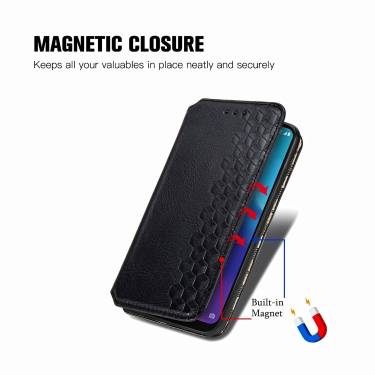 For ZTE Blade A7 2020 Cubic Grid Pressed Horizontal Flip Magnetic PU Leather Case with Holder & Card Slots & Wallet