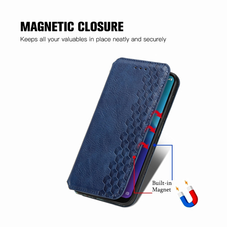 For ZTE Blade A7 2020 Cubic Grid Pressed Horizontal Flip Magnetic PU Leather Case with Holder & Card Slots & Wallet