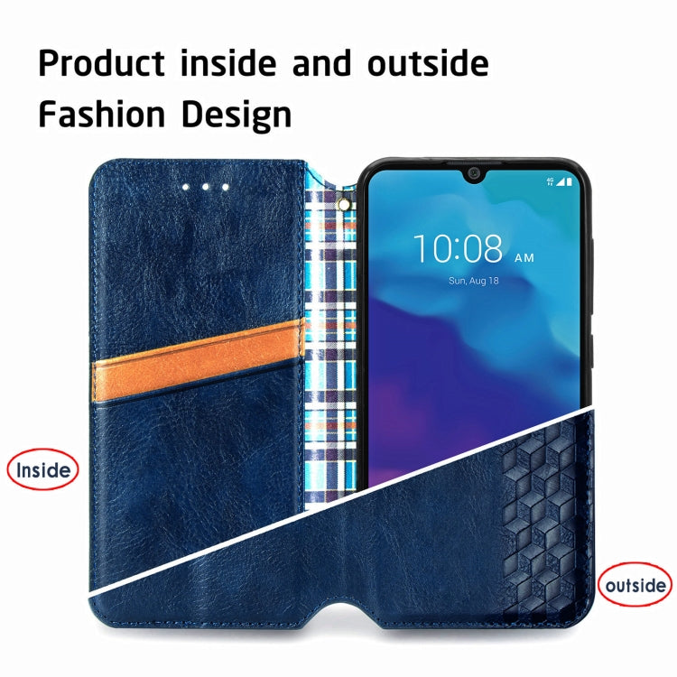 For ZTE Blade A7 2020 Cubic Grid Pressed Horizontal Flip Magnetic PU Leather Case with Holder & Card Slots & Wallet