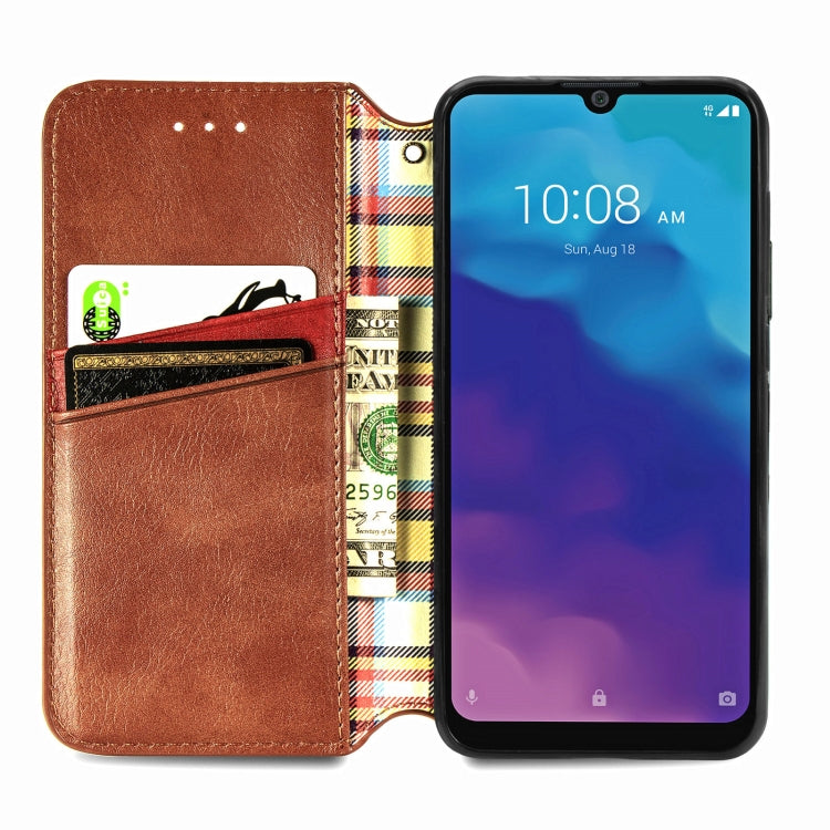 For ZTE Blade A7 2020 Cubic Grid Pressed Horizontal Flip Magnetic PU Leather Case with Holder & Card Slots & Wallet
