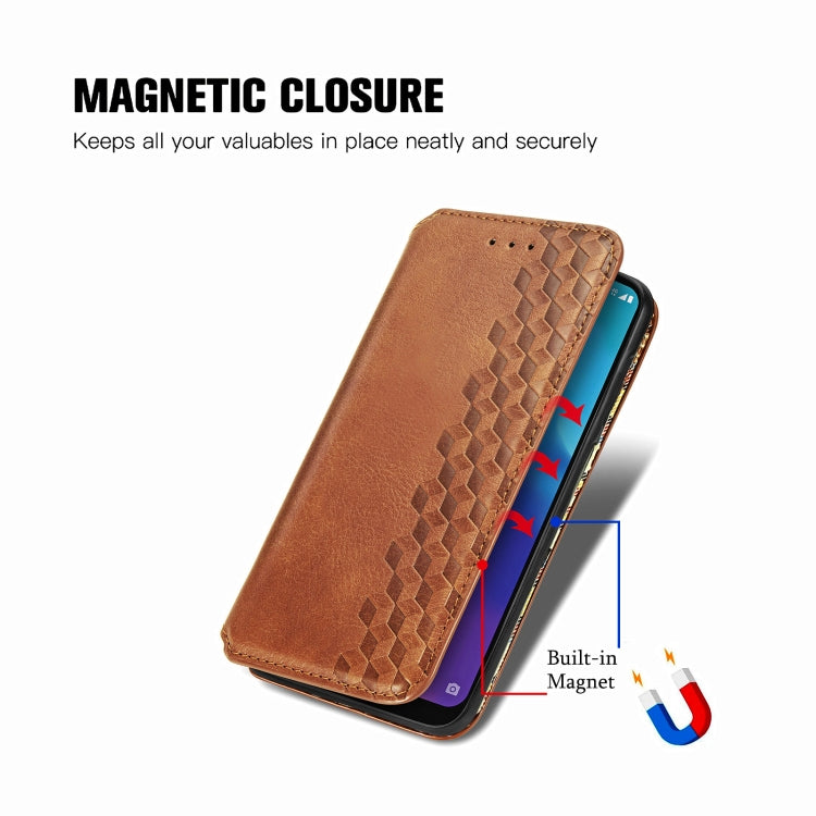 For ZTE Blade A7 2020 Cubic Grid Pressed Horizontal Flip Magnetic PU Leather Case with Holder & Card Slots & Wallet