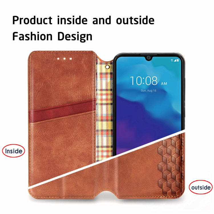 For ZTE Blade A7 2020 Cubic Grid Pressed Horizontal Flip Magnetic PU Leather Case with Holder & Card Slots & Wallet