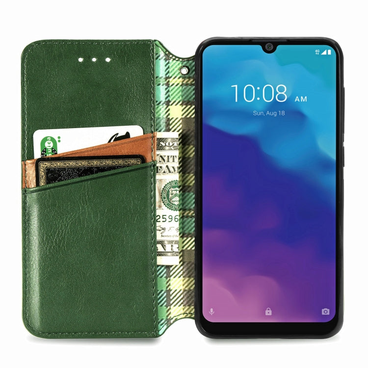 For ZTE Blade A7 2020 Cubic Grid Pressed Horizontal Flip Magnetic PU Leather Case with Holder & Card Slots & Wallet