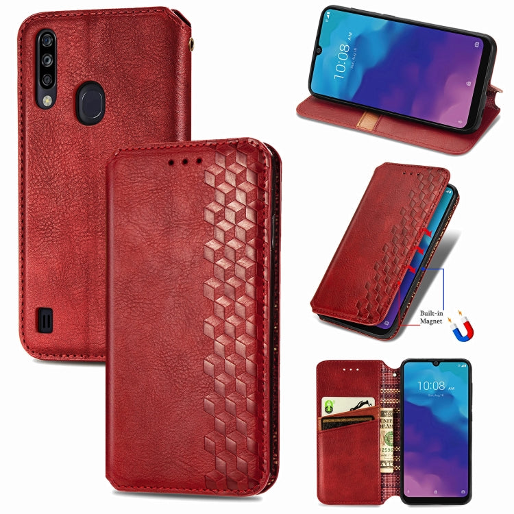 For ZTE Blade A7 2020 Cubic Grid Pressed Horizontal Flip Magnetic PU Leather Case with Holder & Card Slots & Wallet