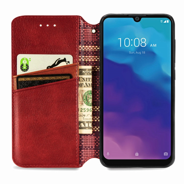 For ZTE Blade A7 2020 Cubic Grid Pressed Horizontal Flip Magnetic PU Leather Case with Holder & Card Slots & Wallet
