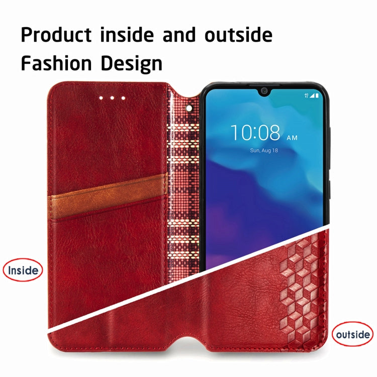 For ZTE Blade A7 2020 Cubic Grid Pressed Horizontal Flip Magnetic PU Leather Case with Holder & Card Slots & Wallet