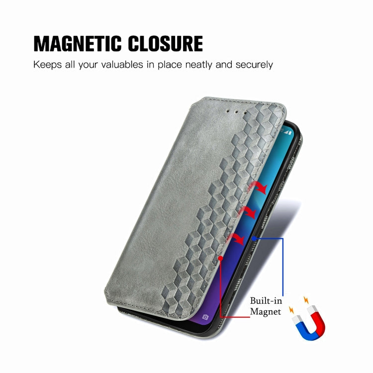 For ZTE Blade A7 2020 Cubic Grid Pressed Horizontal Flip Magnetic PU Leather Case with Holder & Card Slots & Wallet