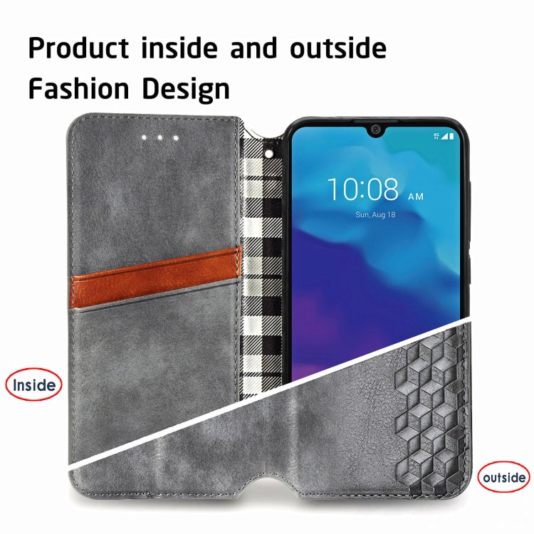 For ZTE Blade A7 2020 Cubic Grid Pressed Horizontal Flip Magnetic PU Leather Case with Holder & Card Slots & Wallet