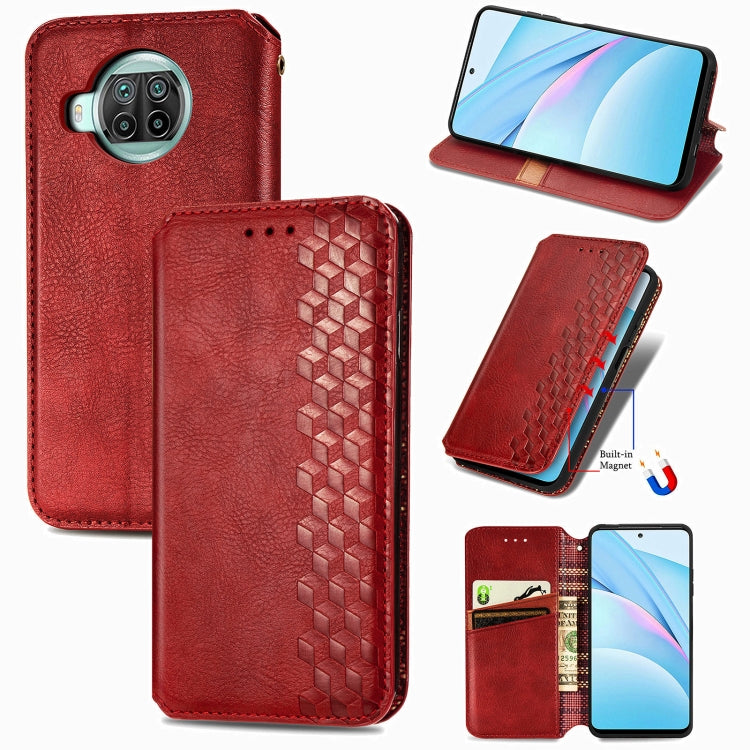For Xiaomi Mi 10T Lite 5G Cubic Grid Pressed Horizontal Flip Magnetic PU Leather Case with Holder & Card Slots & Wallet