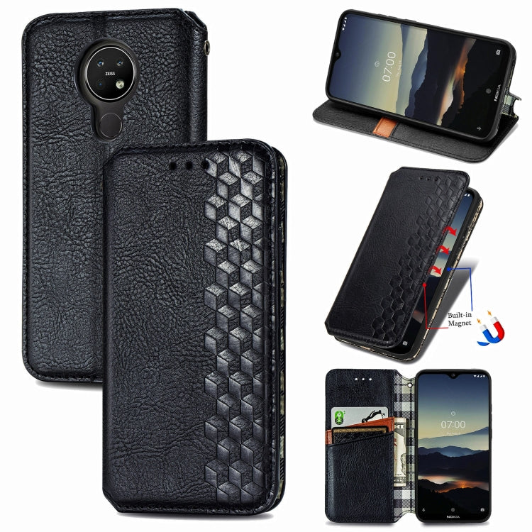 For Nokia 3.4 Cubic Grid Pressed Horizontal Flip Magnetic PU Leather Case with Holder & Card Slots & Wallet