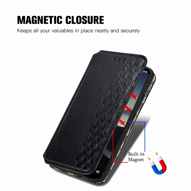 For Nokia 3.4 Cubic Grid Pressed Horizontal Flip Magnetic PU Leather Case with Holder & Card Slots & Wallet